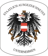 Österreichisches Staatswappen – Hinweis auf staatliche Auszeichnung des Unternehmens